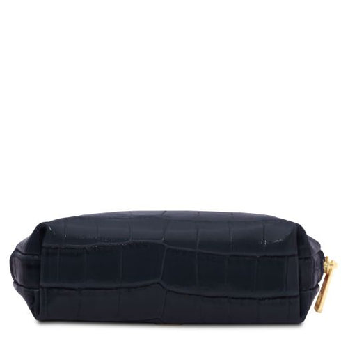 Vera - Croc print leather toiletry case
